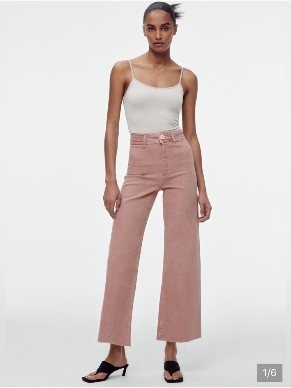 Zara High-Rise Wide Leg Jeans in Blush Pink